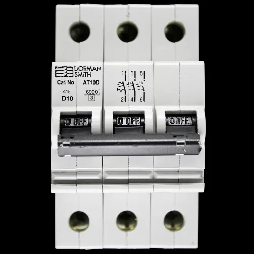 DORMAN SMITH 10 AMP CURVE D 6kA TRIPLE POLE MCB CIRCUIT BREAKER AT10D