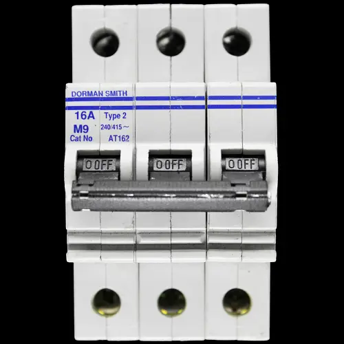 DORMAN SMITH 16 AMP TYPE 2 M9 TRIPLE POLE MCB CIRCUIT BREAKER AT162
