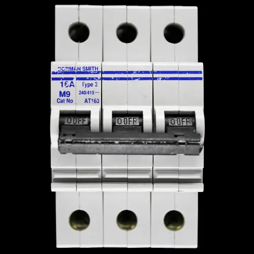 DORMAN SMITH 16 AMP TYPE 3 M9 TRIPLE POLE MCB CIRCUIT BREAKER AT163