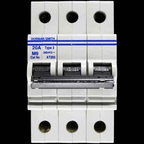 DORMAN SMITH 20 AMP TYPE 3 M9 TRIPLE POLE MCB CIRCUIT BREAKER AT203