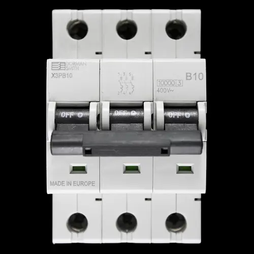 DORMAN SMITH 10 AMP CURVE B 10kA TRIPLE POLE MCB CIRCUIT BREAKER X3PB10