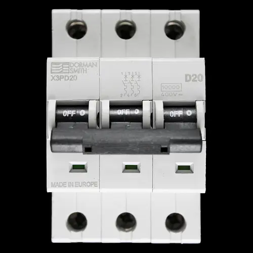 DORMAN SMITH 20 AMP CURVE D 10kA TRIPLE POLE MCB CIRCUIT BREAKER X3PD20