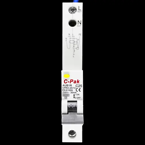 C-PAK 25 AMP CURVE C 6kA 30mA RCBO TYPE AC AUB1R CPRO-25/1C CPRO-1C25