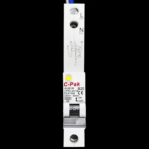 C-PAK 20 AMP CURVE B 6kA 30mA RCBO TYPE AC AUB1R CPRO-20/1B CPRO-1B20