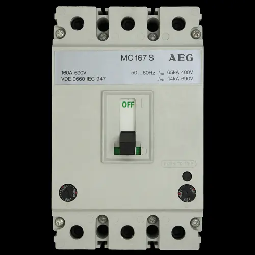 AEG 160 AMP 65kA TRIPLE POLE MCCB MC167S