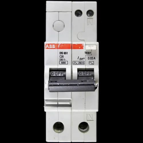 ABB 20 AMP CURVE C 6kA 30mA DOUBLE POLE RCBO TYPE AC DS651