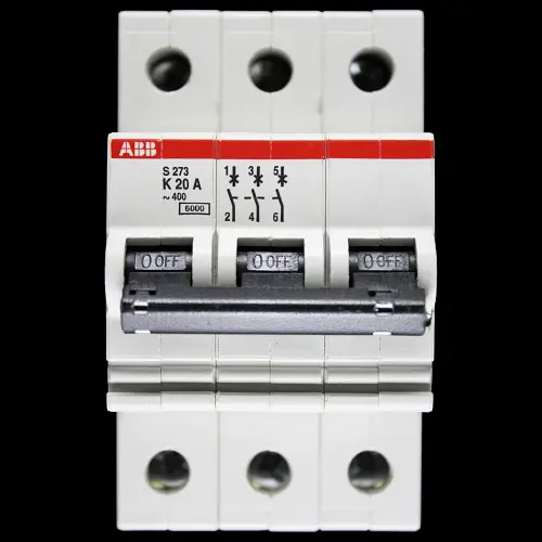 ABB 20 AMP CURVE K 6kA TRIPLE POLE MCB CIRCUIT BREAKER S273