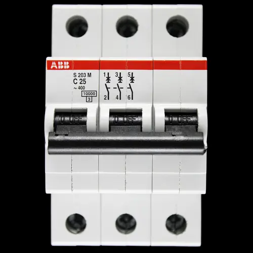 ABB 25 AMP CURVE C 10kA TRIPLE POLE MCB CIRCUIT BREAKER S203M 2CDS273001R0254