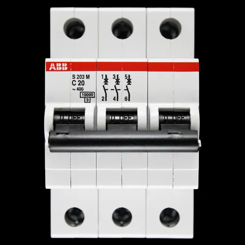 ABB 20 AMP CURVE C 10kA TRIPLE POLE MCB CIRCUIT BREAKER S203M 2CDS273001R0204