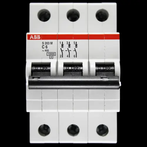 ABB 6 AMP CURVE C 10kA TRIPLE POLE MCB CIRCUIT BREAKER S203M 2CDS273001R0064