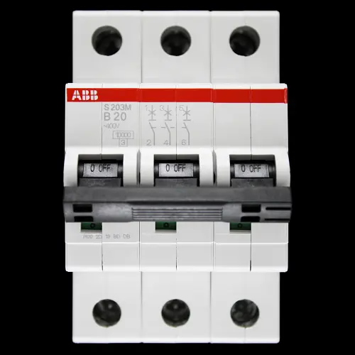 ABB 20 AMP CURVE B 10kA TRIPLE POLE MCB CIRCUIT BREAKER S203M 2CDS273001R0205