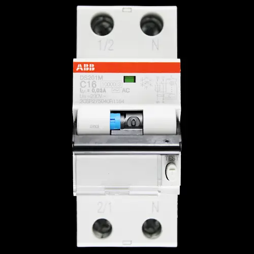 ABB 16 AMP CURVE C 10kA 30mA DOUBLE POLE RCBO TYPE AC DS201M 2CSR275040R1164