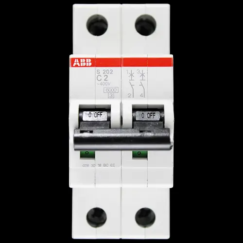 ABB 2 AMP CURVE C 6kA DOUBLE POLE MCB CIRCUIT BREAKER 2CDS252001R0024 S202