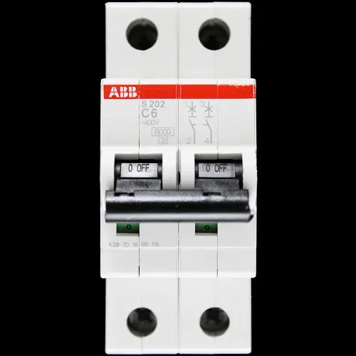 ABB 6 AMP CURVE C 6kA DOUBLE POLE MCB CIRCUIT BREAKER 2CDS252001R0064 S202