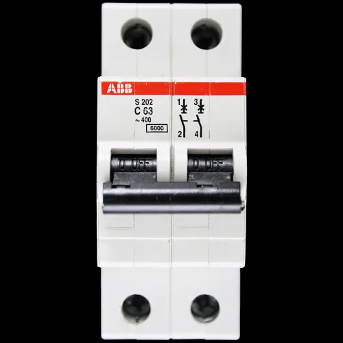 ABB 63 AMP CURVE C 6kA DOUBLE POLE MCB CIRCUIT BREAKER 2CDS252001R0634 S202