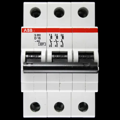 ABB 16 AMP CURVE D 6kA TRIPLE POLE MCB CIRCUIT BREAKER 2CDS253001R0161 S203