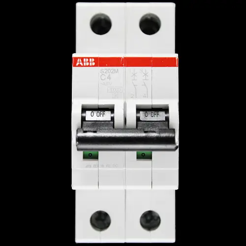 ABB 4 AMP CURVE C 10kA DOUBLE POLE MCB CIRCUIT BREAKER 2CDS272001R0044 S202M