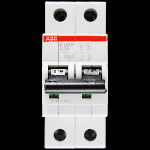 ABB 16 AMP CURVE C 10kA DOUBLE POLE MCB CIRCUIT BREAKER 2CDS272001R0164 S202M