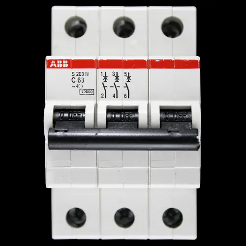 ABB 63 AMP CURVE C 10kA TRIPLE POLE MCB CIRCUIT BREAKER 2CDS273001R0634 S203M
