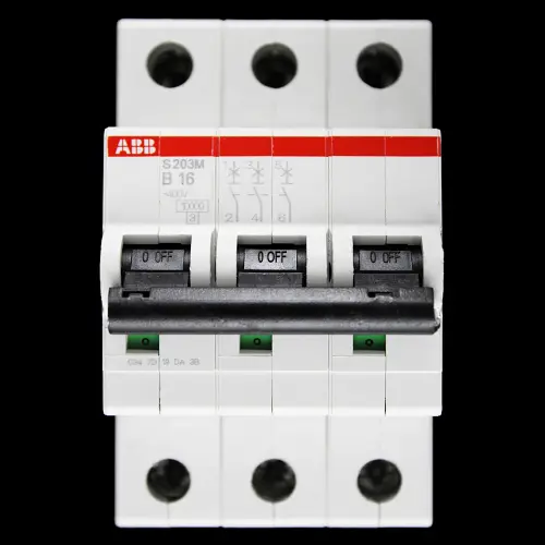 ABB 16 AMP CURVE B 10kA TRIPLE POLE MCB CIRCUIT BREAKER 2CDS273001R0165 S203M