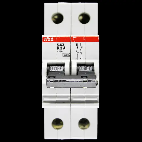 ABB 2 AMP CURVE K 6kA DOUBLE POLE MCB CIRCUIT BREKAER S272