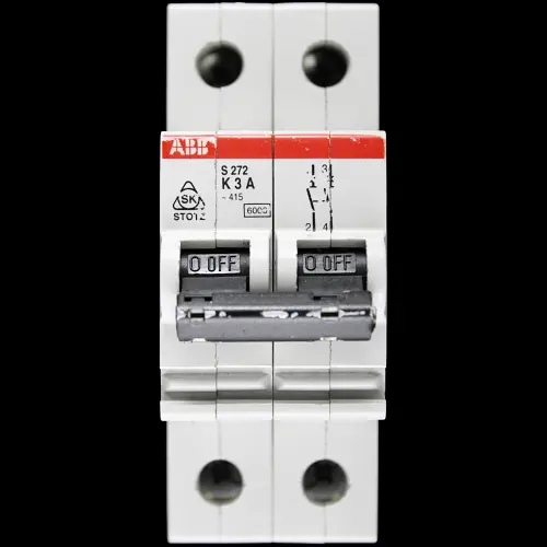 ABB 3 AMP CURVE K 6kA DOUBLE POLE MCB CIRCUIT BREKAER S272