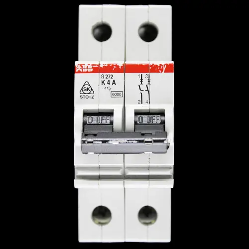 ABB 4 AMP CURVE K 6kA DOUBLE POLE MCB CIRCUIT BREKAER S272