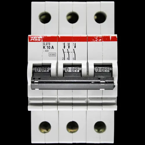 ABB 10 AMP CURVE K 6kA TRIPLE POLE MCB CIRCUIT BREAKER S273