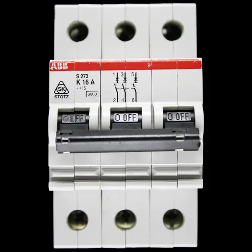 ABB 16 AMP CURVE K 6kA TRIPLE POLE MCB CIRCUIT BREAKER S273