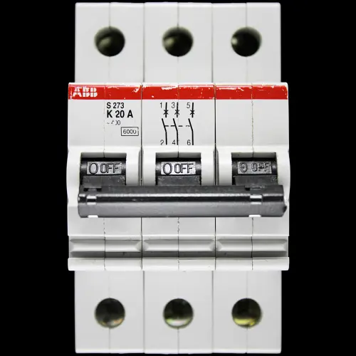 ABB 20 AMP CURVE K 6kA TRIPLE POLE MCB CIRCUIT BREAKER S273