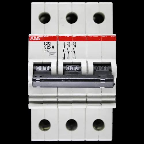 ABB 25 AMP CURVE K 6kA TRIPLE POLE MCB CIRCUIT BREAKER S273