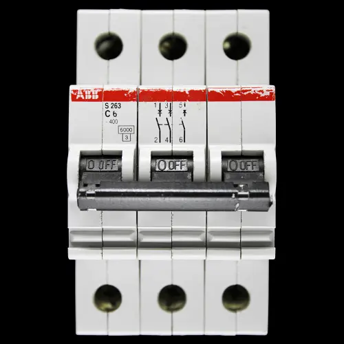 ABB 6 AMP CURVE C 6kA TRIPLE POLE MCB CIRCUIT BREAKER S263