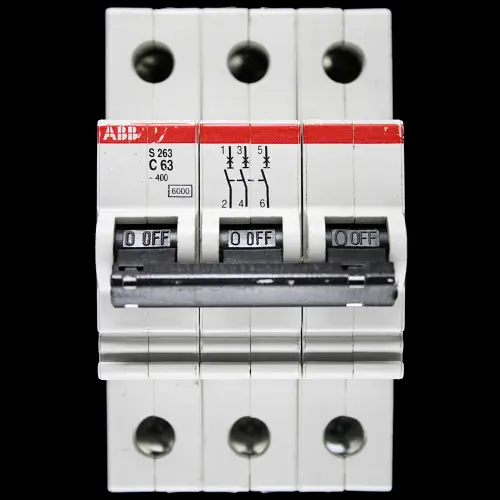 ABB 63 AMP CURVE C 6kA TRIPLE POLE MCB CIRCUIT BREAKER S263