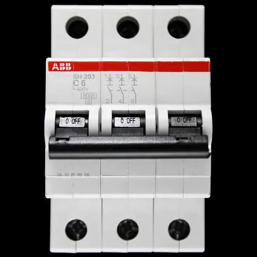 ABB 6 AMP CURVE C 6kA TRIPLE POLE MCB CIRCUIT BREAKER SH203 2CDS213001R0064