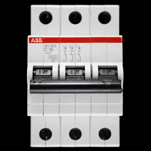 ABB 16 AMP CURVE C 6kA TRIPLE POLE MCB CIRCUIT BREAKER SH203 2CDS213001R0164