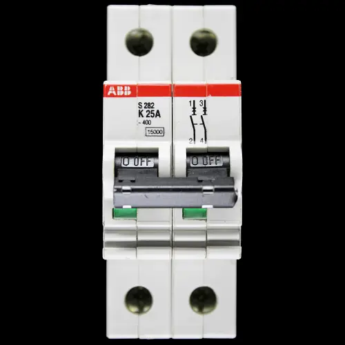 ABB 25 AMP CURVE K 15kA DOUBLE POLE MCB CIRCUIT BREAKER S282