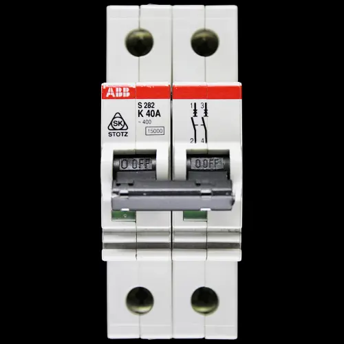 ABB 40 AMP CURVE K 15kA DOUBLE POLE MCB CIRCUIT BREAKER STOTZ S282
