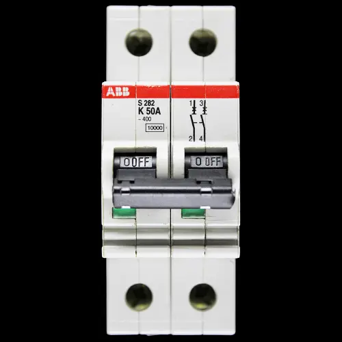 ABB 50 AMP CURVE K 10kA DOUBLE POLE MCB CIRCUIT BREAKER S282