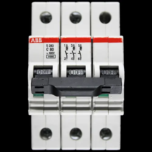 ABB 80 AMP CURVE C 6kA TRIPLE POLE MCB CIRCUIT BREAKER S283