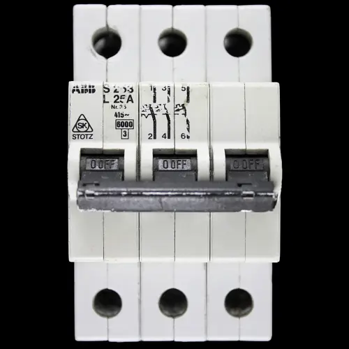 ABB 25 AMP CURVE L 6kA TRIPLE POLE MCB CIRCUIT BREAKER STOTZ S253