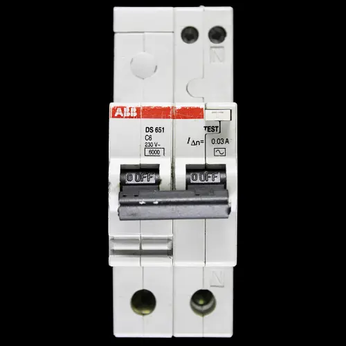 ABB 6 AMP CURVE C 6kA 30mA DOUBLE POLE RCBO TYPE AC DS651