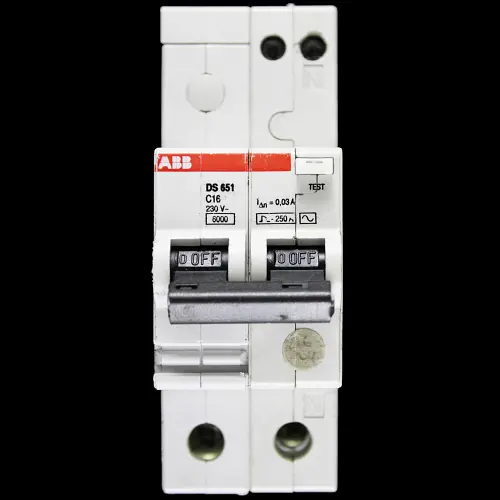 ABB 16 AMP CURVE C 6kA 30mA DOUBLE POLE RCBO TYPE AC DS651