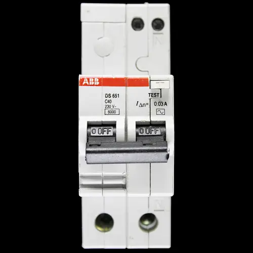 ABB 40 AMP CURVE C 6kA 30mA DOUBLE POLE RCBO TYPE AC DS651