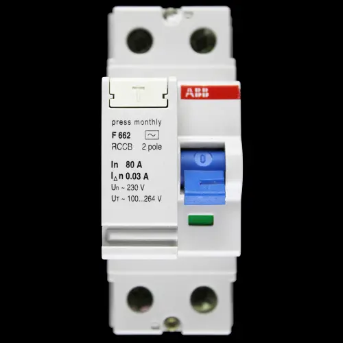 ABB 80 AMP 30mA DOUBLE POLE RCCB TYPE AC F662