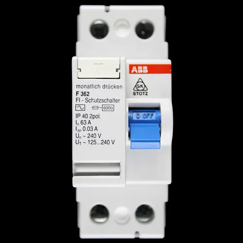 ABB 63 AMP 30mA DOUBLE POLE RCCB TYPE AC 240V F362