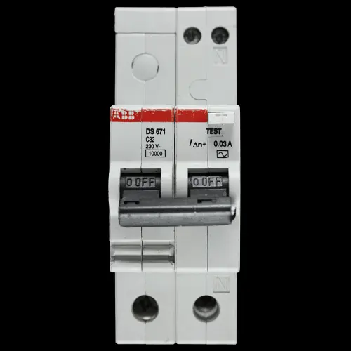ABB 32 AMP CURVE C 10kA 30mA DOUBLE POLE RCBO TYPE AC DS671