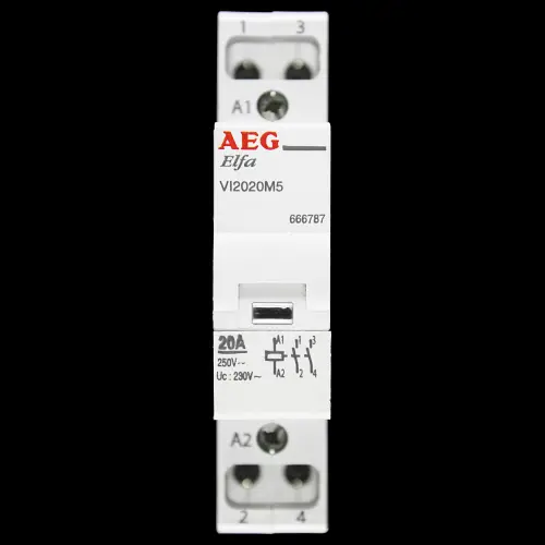 AEG 20 AMP DOUBLE POLE NO CONTACTOR 230V COIL 666787 VI2020M5