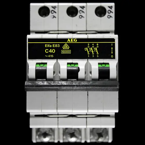AEG C 40 MCB TRIPLE POLE 6kA CIRCUIT BREAKER ELFA E83