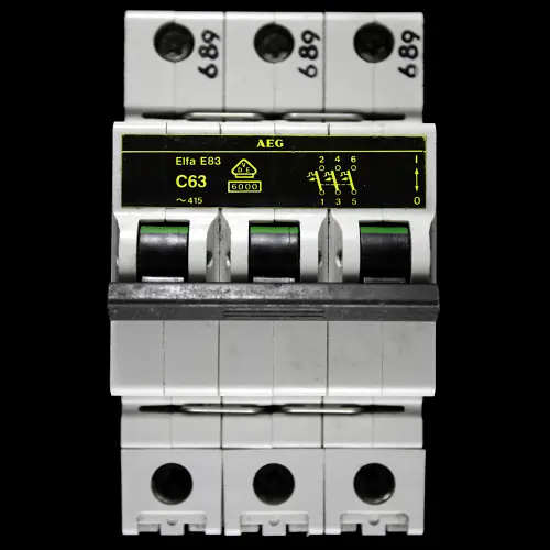 AEG C 63 MCB TRIPLE POLE 6kA CIRCUIT BREAKER ELFA E83