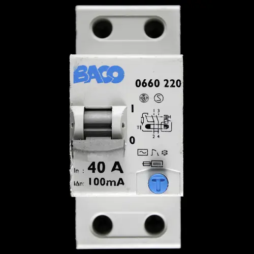 BACO 40 RCCB DOUBLE POLE 100mA TYPE AC 0660 220